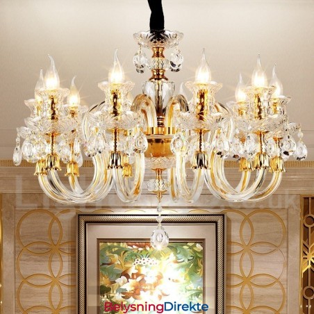 Retro Gullfarget K9 Klar Krystalllysekrone