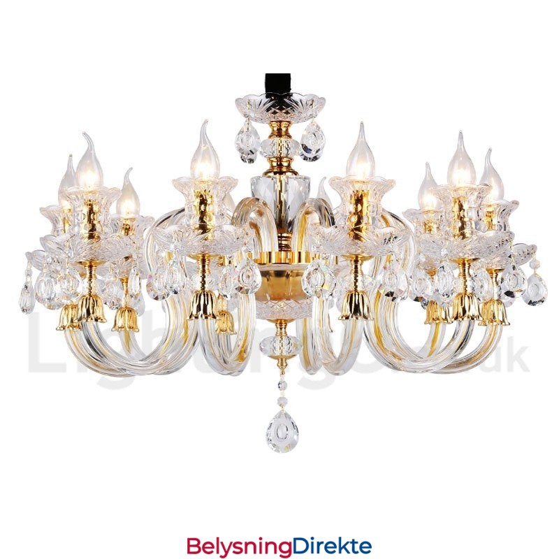 Retro Gullfarget K9 Klar Krystalllysekrone