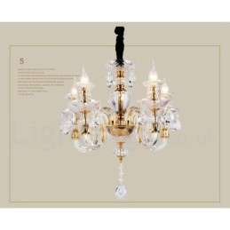 Retro Gullfarget K9 Klar Krystalllysekrone