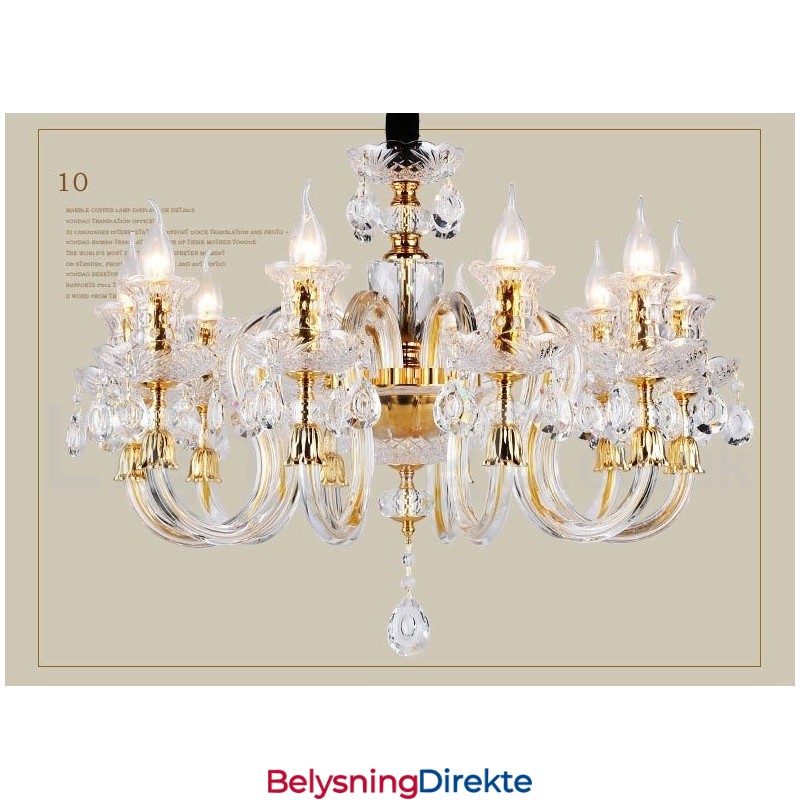 Retro Gullfarget K9 Klar Krystalllysekrone