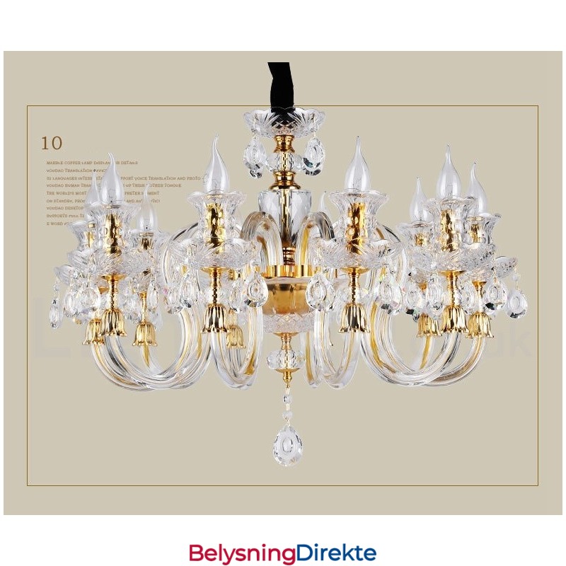 Retro Gullfarget K9 Klar Krystalllysekrone