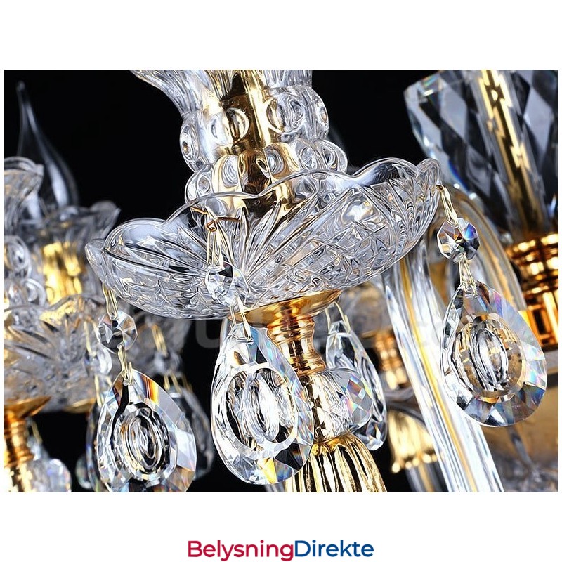 Retro Gullfarget K9 Klar Krystalllysekrone