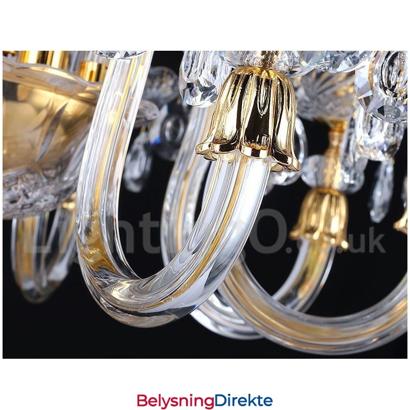 Retro Gullfarget K9 Klar Krystalllysekrone