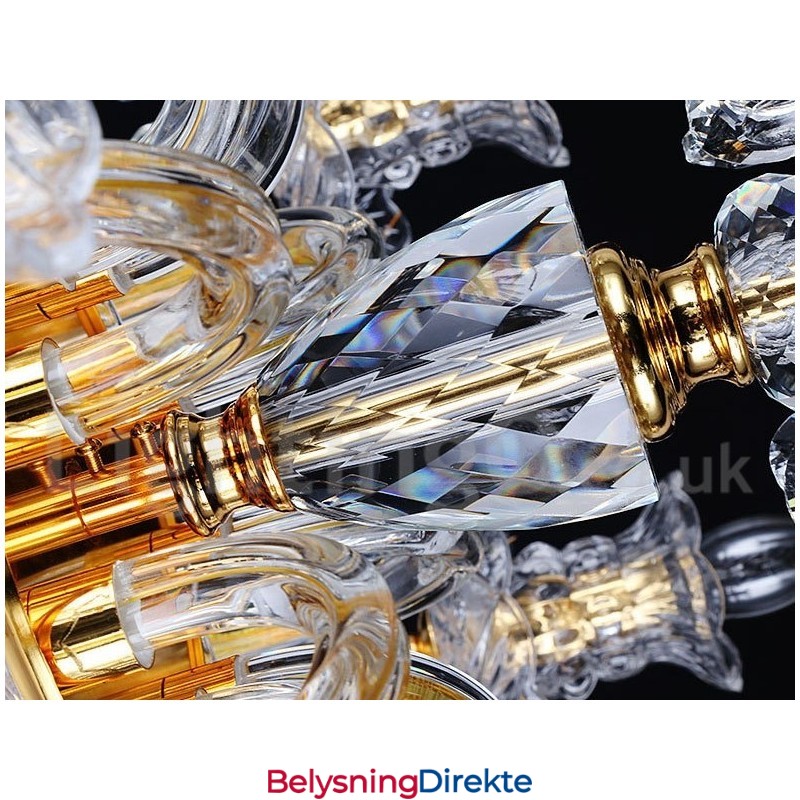Retro Gullfarget K9 Klar Krystalllysekrone