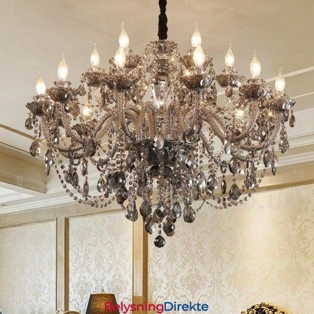 18 Lys Retro Grå Farge K9 Krystalllys Stor Lysekrone