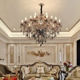 18 Lys Retro Grå Farge K9 Krystalllys Stor Lysekrone