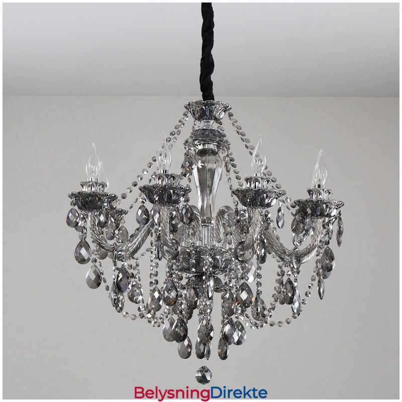 8 Lys Retro Grå Farge K9 Krystalllys Stor Lysekrone