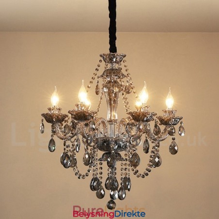 Lys Retro Grå Farge K9 Krystalllys Stor Lysekrone