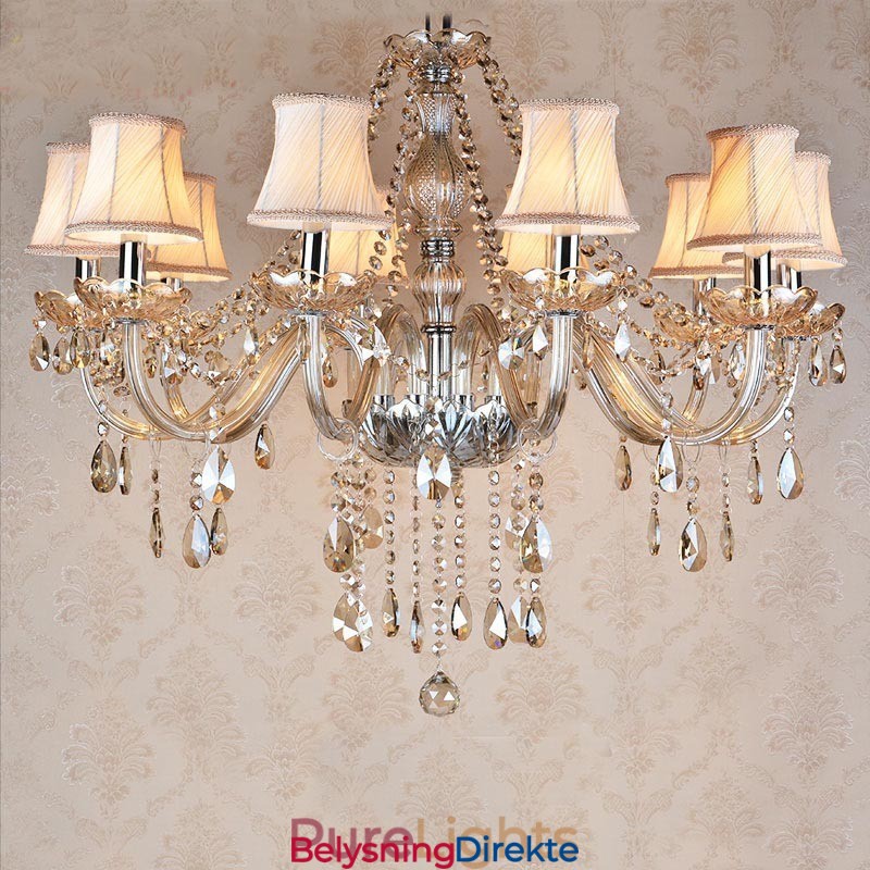 Cognacfarget Lys, Stor K9 Krystalllysekrone Med Skjermer