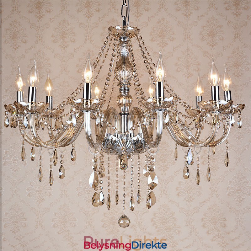 Cognacfarget Lys, Stor K9 Krystalllysekrone Med Skjermer