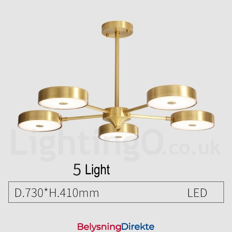 Roterbar Lysekrone I Ren Messing Med Rustikk Lodge Og Akrylskjermer