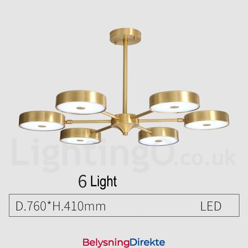 Roterbar Lysekrone I Ren Messing Med Rustikk Lodge Og Akrylskjermer