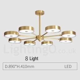 Roterbar Lysekrone I Ren Messing Med Rustikk Lodge Og Akrylskjermer