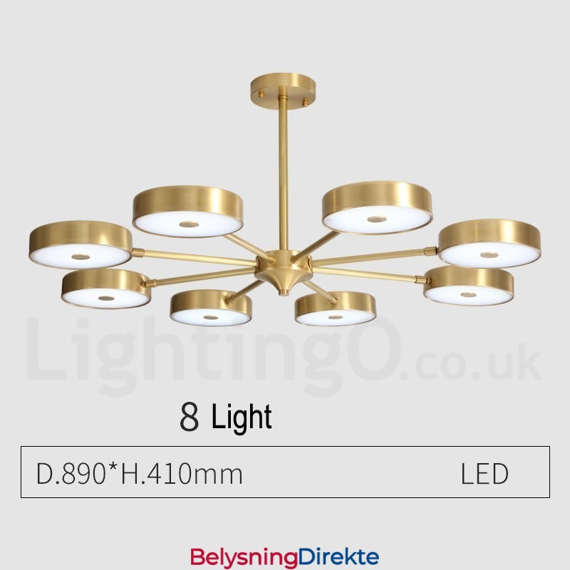 Roterbar Lysekrone I Ren Messing Med Rustikk Lodge Og Akrylskjermer