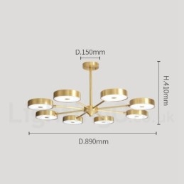 Roterbar Lysekrone I Ren Messing Med Rustikk Lodge Og Akrylskjermer