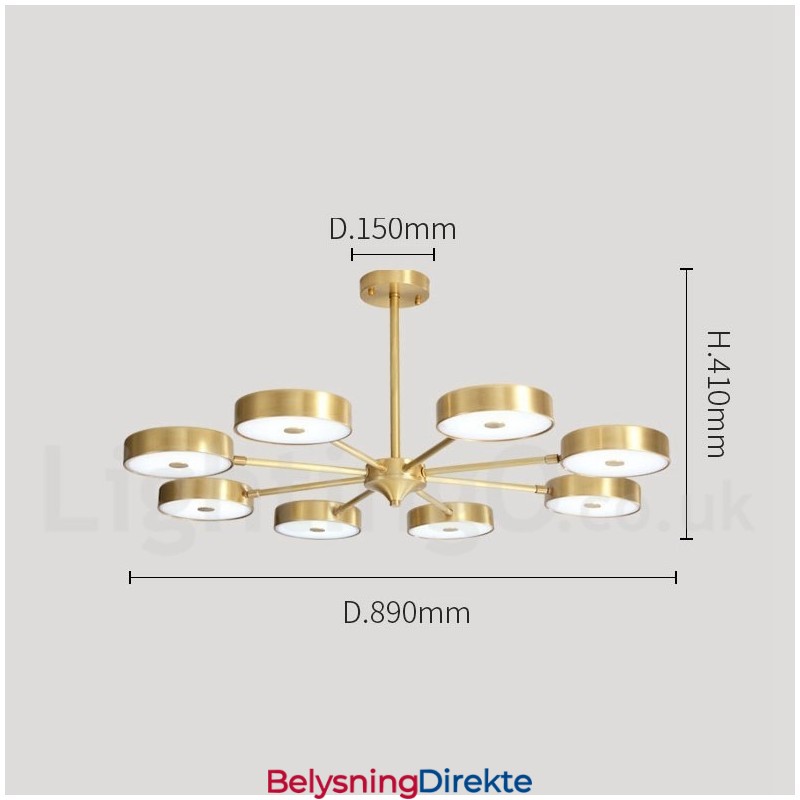 Roterbar Lysekrone I Ren Messing Med Rustikk Lodge Og Akrylskjermer