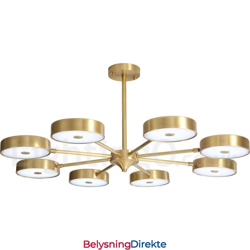 Roterbar Lysekrone I Ren Messing Med Rustikk Lodge Og Akrylskjermer