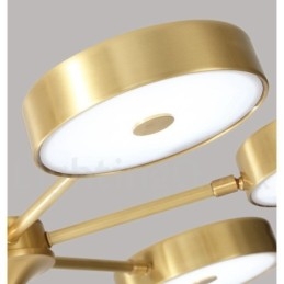 Roterbar Lysekrone I Ren Messing Med Rustikk Lodge Og Akrylskjermer