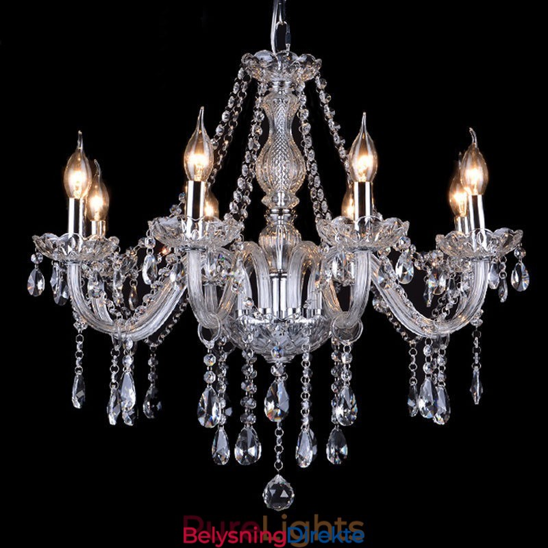 Stor K9 Krystalllysekrone Med Skjermer Og Klart Stearinlys