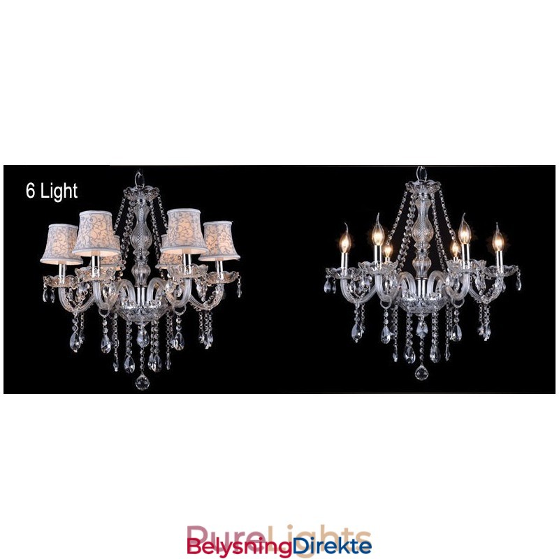 Stor K9 Krystalllysekrone Med Skjermer Og Klart Stearinlys