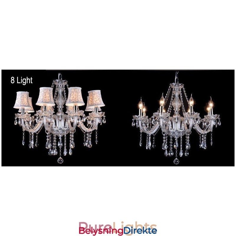 Stor K9 Krystalllysekrone Med Skjermer Og Klart Stearinlys