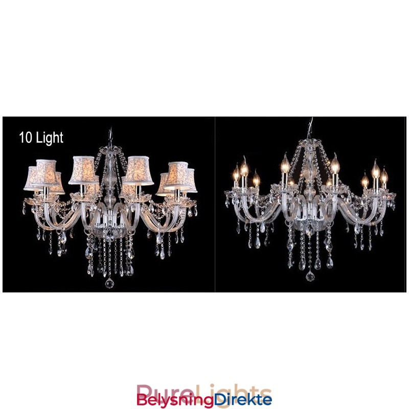 Stor K9 Krystalllysekrone Med Skjermer Og Klart Stearinlys