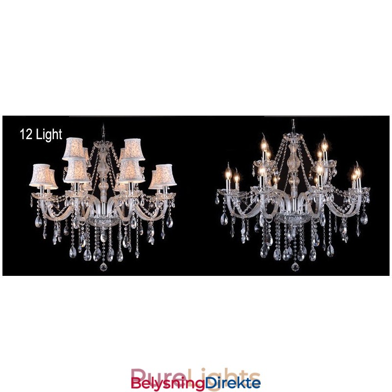 Stor K9 Krystalllysekrone Med Skjermer Og Klart Stearinlys