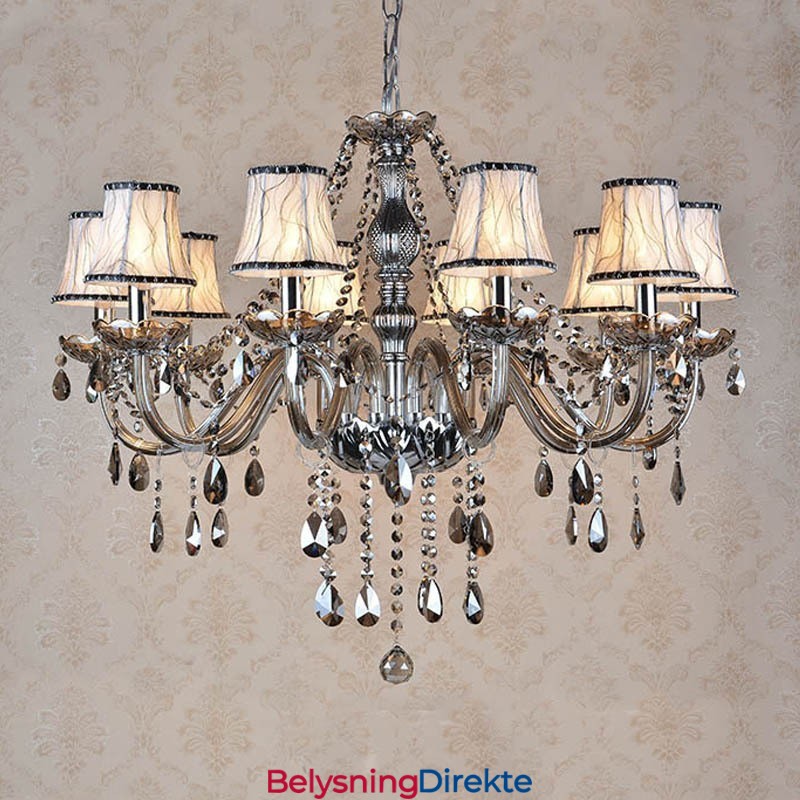 Stor Gråfarget K9 Krystalllysekrone Med Skjermer