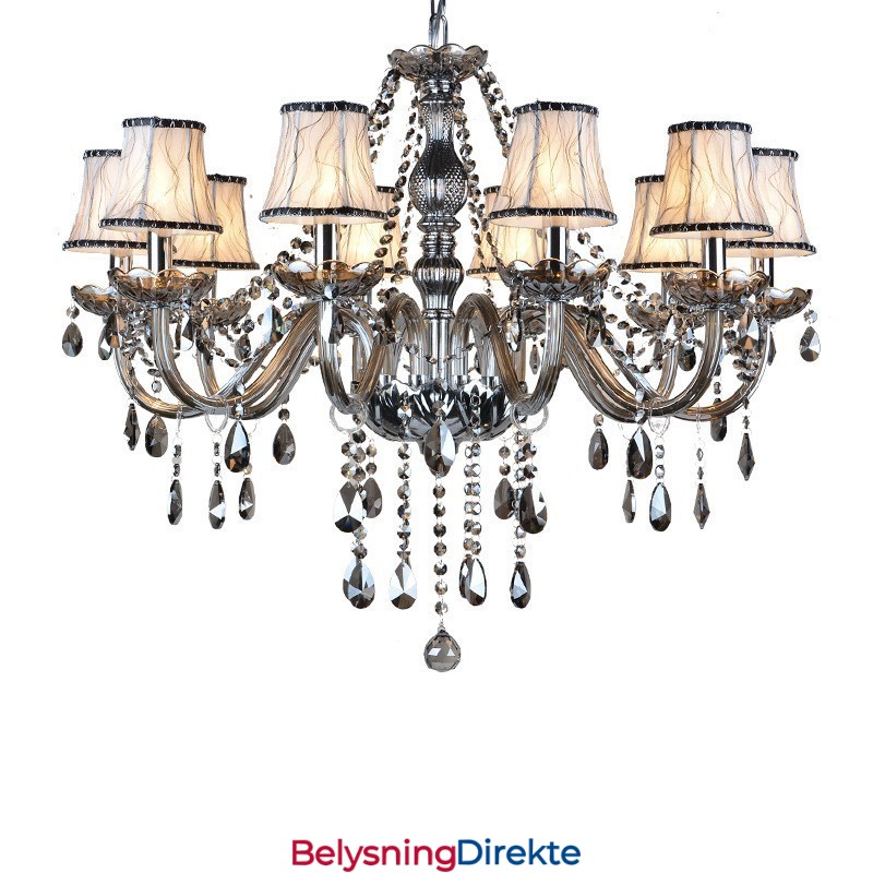 Stor Gråfarget K9 Krystalllysekrone Med Skjermer