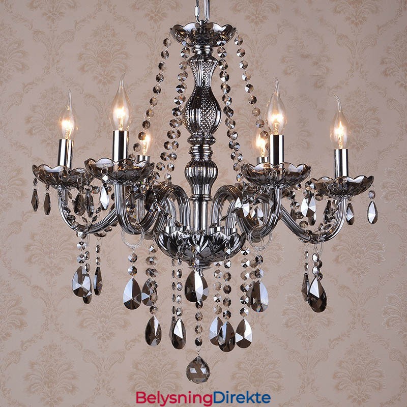 Stor Gråfarget K9 Krystalllysekrone Med Skjermer