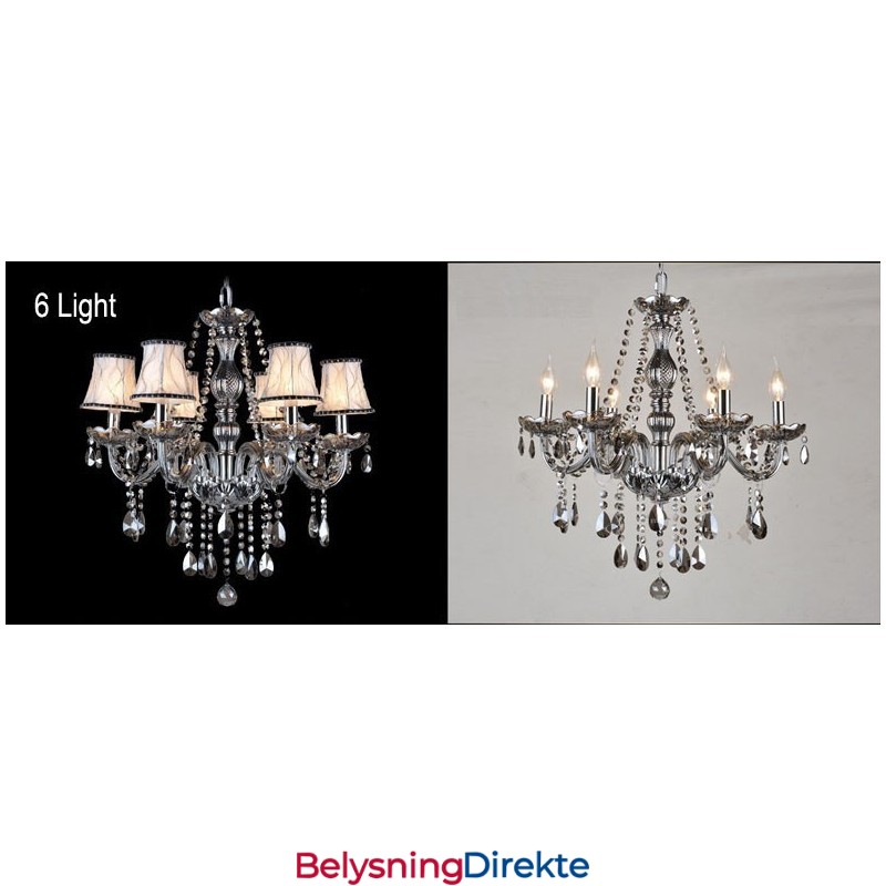 Stor Gråfarget K9 Krystalllysekrone Med Skjermer