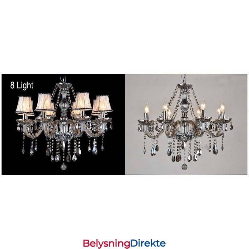 Stor Gråfarget K9 Krystalllysekrone Med Skjermer