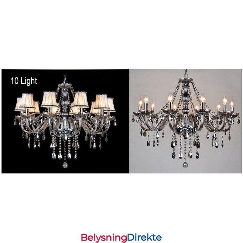 Stor Gråfarget K9 Krystalllysekrone Med Skjermer