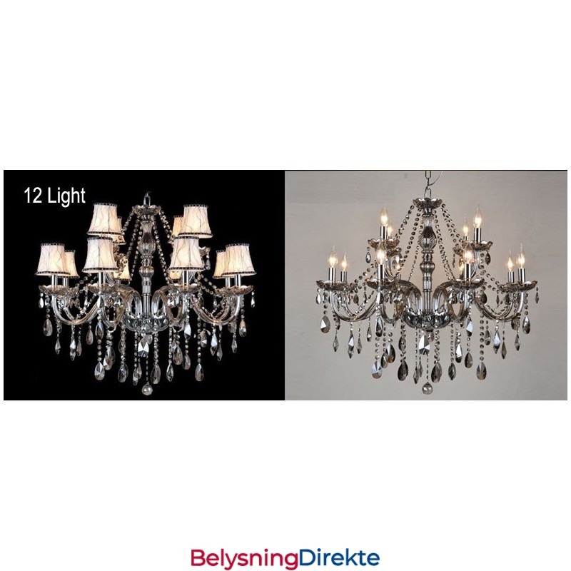 Stor Gråfarget K9 Krystalllysekrone Med Skjermer