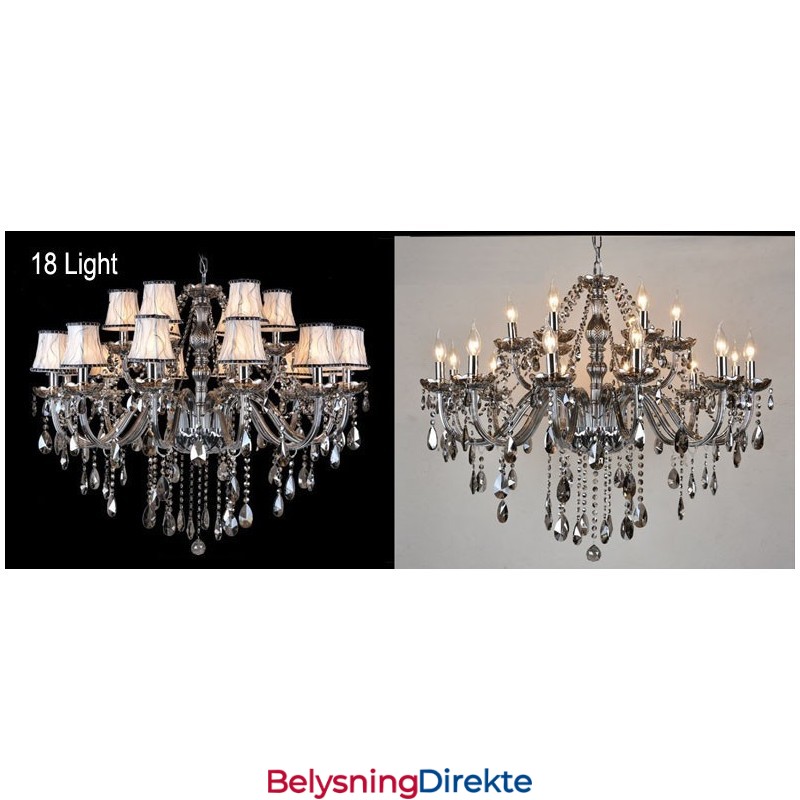 Stor Gråfarget K9 Krystalllysekrone Med Skjermer