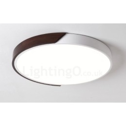 Retro Valnøttfarget Tre Ultratynn Rund Dimbar Innfelt Taklampe Med Akrylskjerm Kan Også Brukes Som Vegglampe