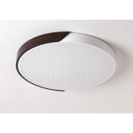 Retro Valnøttfarget Tre Ultratynn Rund Dimbar Innfelt Taklampe Med Akrylskjerm Kan Også Brukes Som Vegglampe