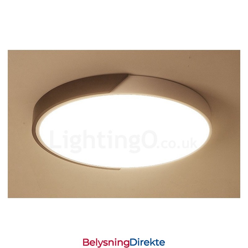 Retro Valnøttfarget Tre Ultratynn Rund Dimbar Innfelt Taklampe Med Akrylskjerm Kan Også Brukes Som Vegglampe