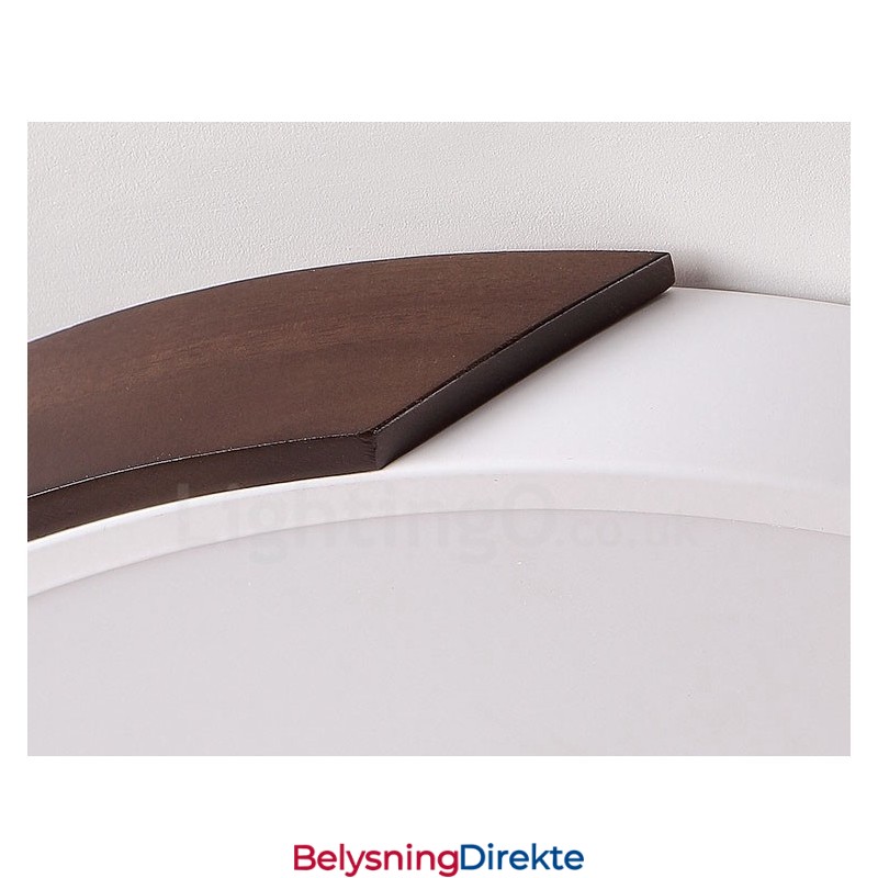 Retro Valnøttfarget Tre Ultratynn Rund Dimbar Innfelt Taklampe Med Akrylskjerm Kan Også Brukes Som Vegglampe