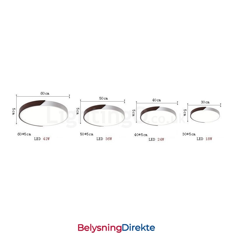 Retro Valnøttfarget Tre Ultratynn Rund Dimbar Innfelt Taklampe Med Akrylskjerm Kan Også Brukes Som Vegglampe