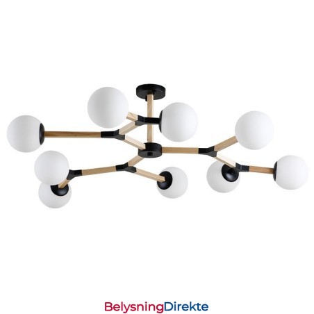 Tre Nordisk Moderne Magisk Bønne Molekylær Lysekrone I Tre Med Glassskjermer