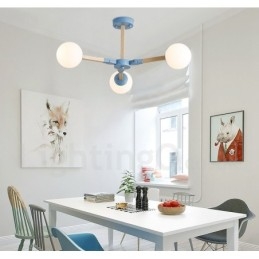 Tre Nordisk Moderne Magisk Bønne Molekylær Lysekrone I Tre Med Glassskjermer