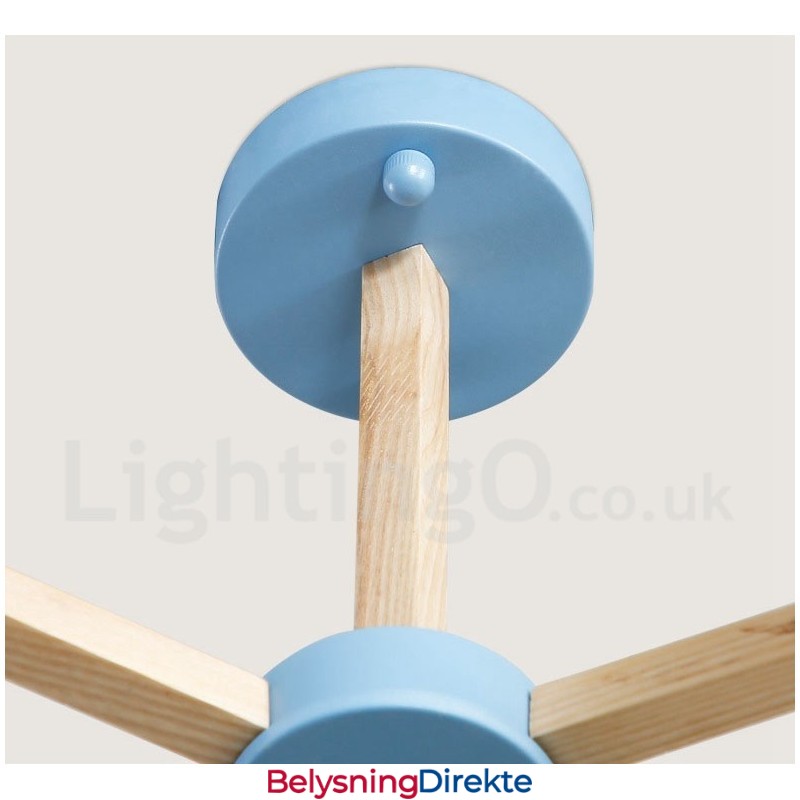 Tre Nordisk Moderne Magisk Bønne Molekylær Lysekrone I Tre Med Glassskjermer