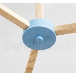 Tre Nordisk Moderne Magisk Bønne Molekylær Lysekrone I Tre Med Glassskjermer