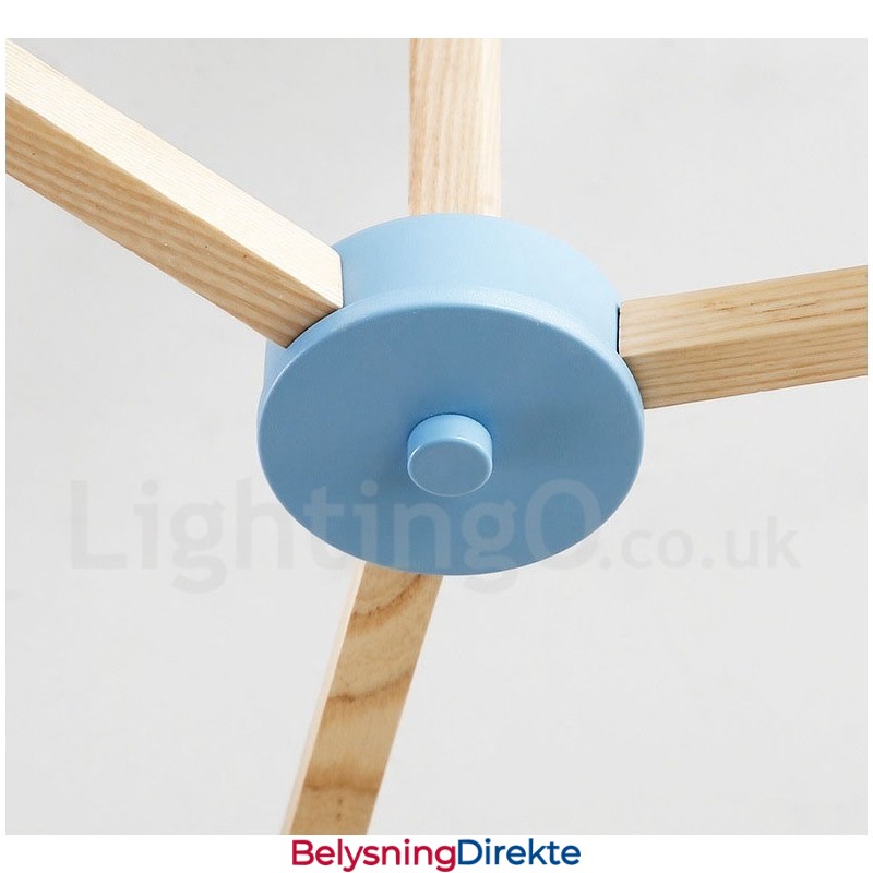 Tre Nordisk Moderne Magisk Bønne Molekylær Lysekrone I Tre Med Glassskjermer