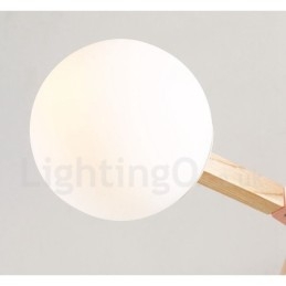 Tre Nordisk Moderne Magisk Bønne Molekylær Lysekrone I Tre Med Glassskjermer