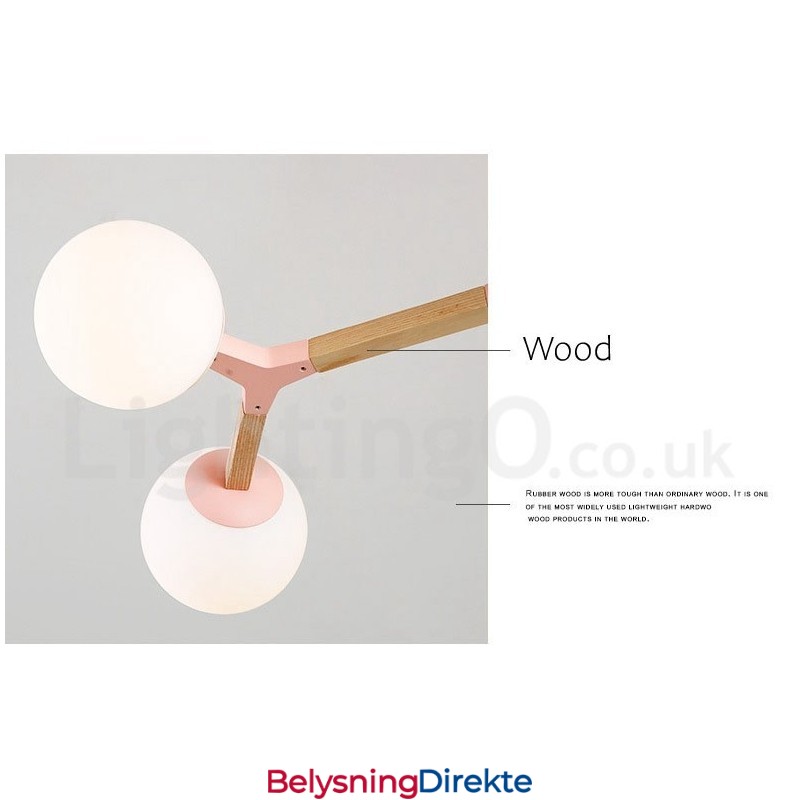 Tre Nordisk Moderne Magisk Bønne Molekylær Lysekrone I Tre Med Glassskjermer