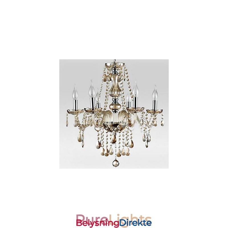 6 Lys I Palassstil Med Glasslysekrone Og Stearinlyspære