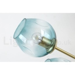 Rustikk Lysekrone I Rustfritt Stål Med 3 Lys Og Klare Eller Blå Glassskjermer