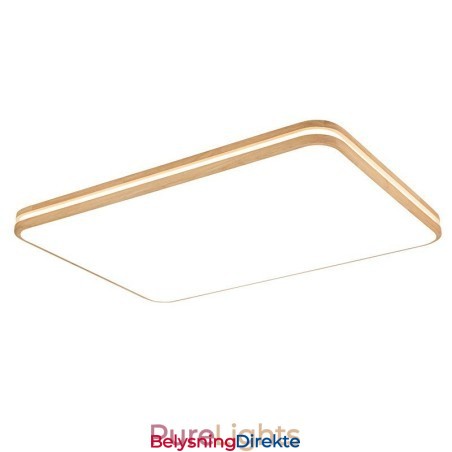 Dimmbar Rektangulær Trelampe Med Linse, Moderne, Samtidskunstnerisk Nordisk Stil, Innfelt Taklampe I Tre Med Akrylskjerm Og Fjernkontroll, Kan Også Brukes Som Vegglampe